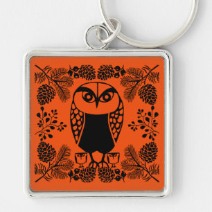 Chaveiro Impressões Folk Art Owl