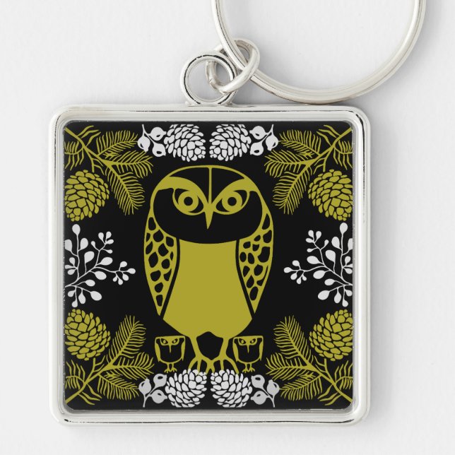 Chaveiro Impressões Folk Art Owl (Frente)