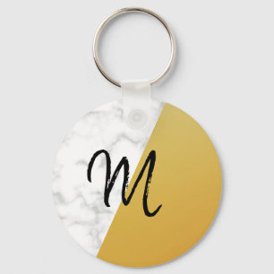 Chaveiro Incrível, Legal, mármore branco, monograma Doura