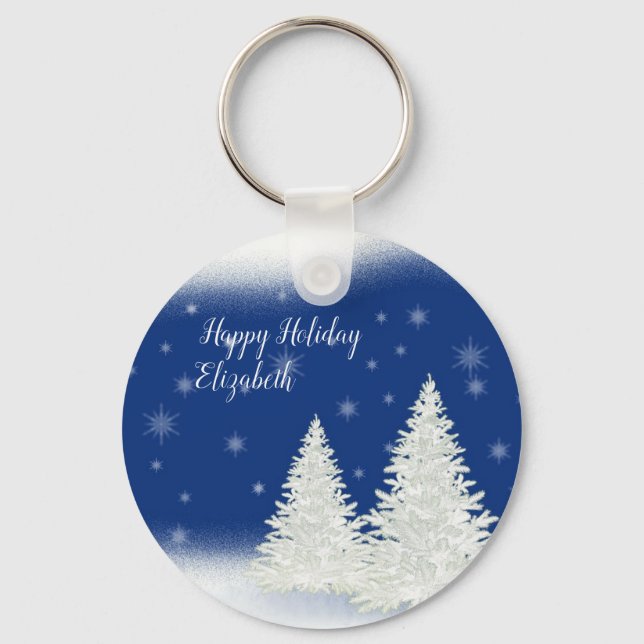 Chaveiro Incrível Noite Azul de Natal Personalizada (Frente)