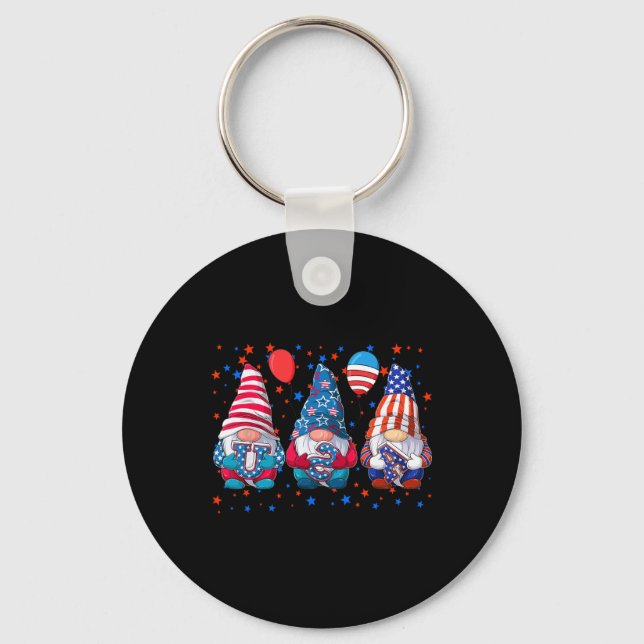 Chaveiro Independência De Bandeiras Americanas Cute Gnomos (Frente)