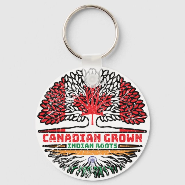 Chaveiro Índia, Índia, Canadá, Bandeira de Raízes de Árvore (Frente)