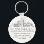 Chaveiro Indianapolis Estilizada Linha Cria | Slogan Person<br><div class="desc">Uma cadeia chave única representando a bela cidade de Indianapolis,  Illinois. Este chaveiro apresenta uma ilustração estilizada do horizonte único da cidade com seu nome embaixo. Por baixo do nome da cidade está um lugar para o seu slogan ou afirmação exclusivo sobre a sua cidade favorita.</div>