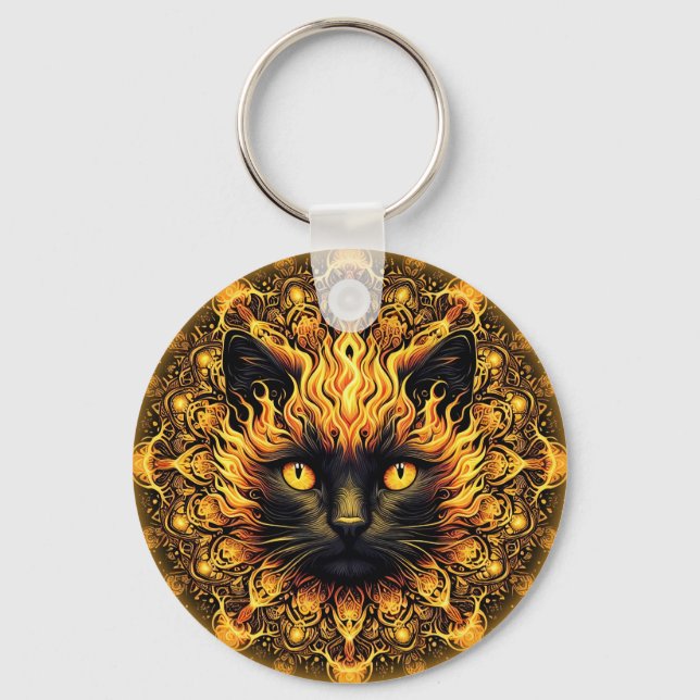 Chaveiro Inferno Gatinho Mandala (Frente)