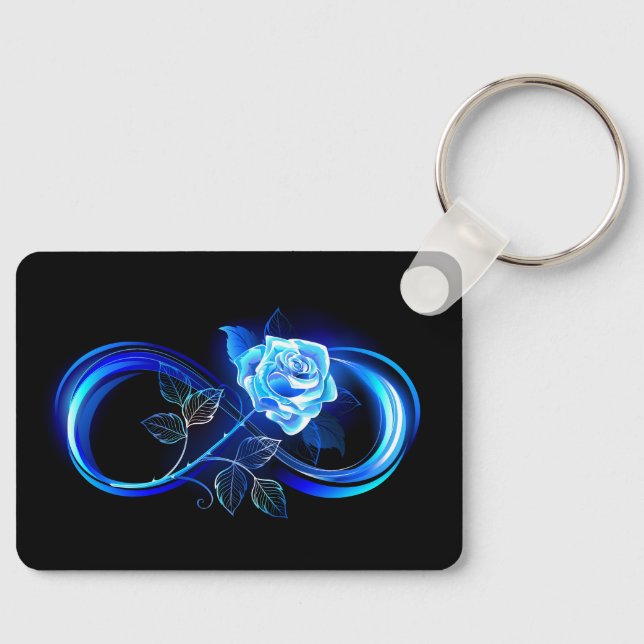 Chaveiro Infinito brilhante com rosa azul (Frente)