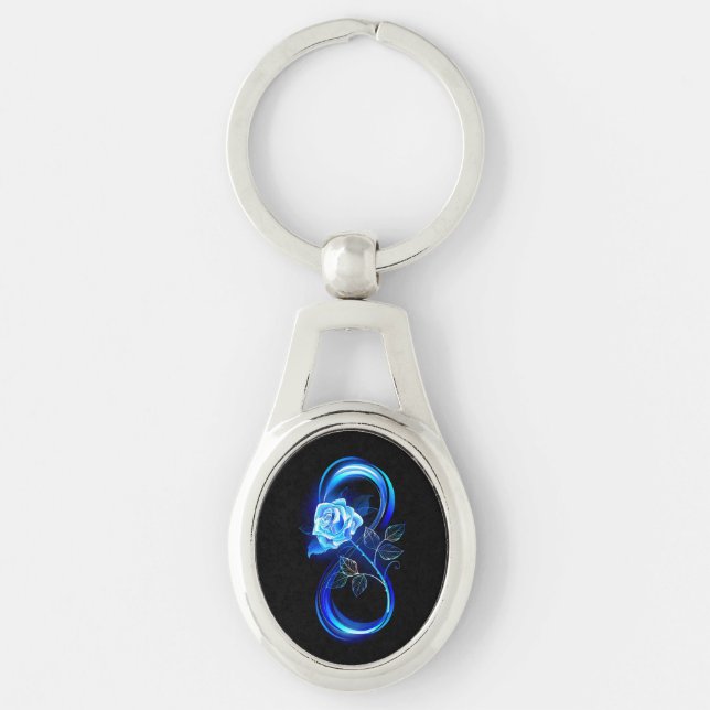 Chaveiro Infinito brilhante com rosa azul (Frente)