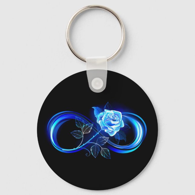 Chaveiro Infinito brilhante com rosa azul (Frente)