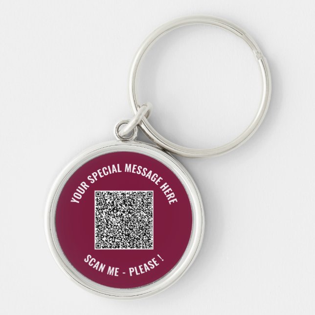 Chaveiro Informações do Código QR Sua Mensagem Pingente Sur (Frente)