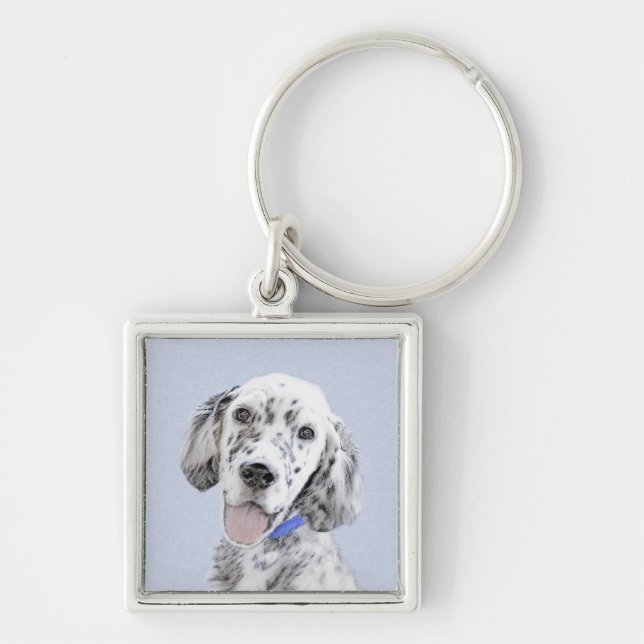 Chaveiro Inglês Setter Blue Belton pintando arte canina (Frente)