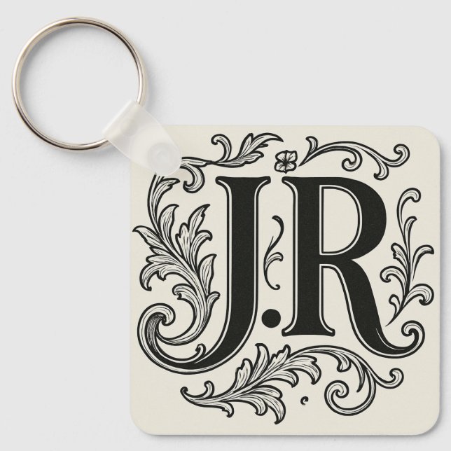 Chaveiro Iniciais J.R com Decor (Frente)