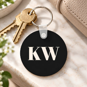 Chaveiro Iniciais Monograma Personalizadas Preto