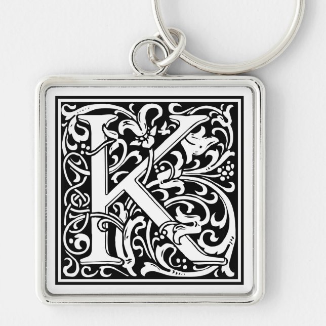 Chaveiro Inicial decorativa "K" da letra (Frente)
