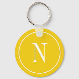 Chaveiro Inicial monograma moderno amarelo e branco