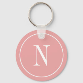 Chaveiro Inicial monograma moderno rosa e branco