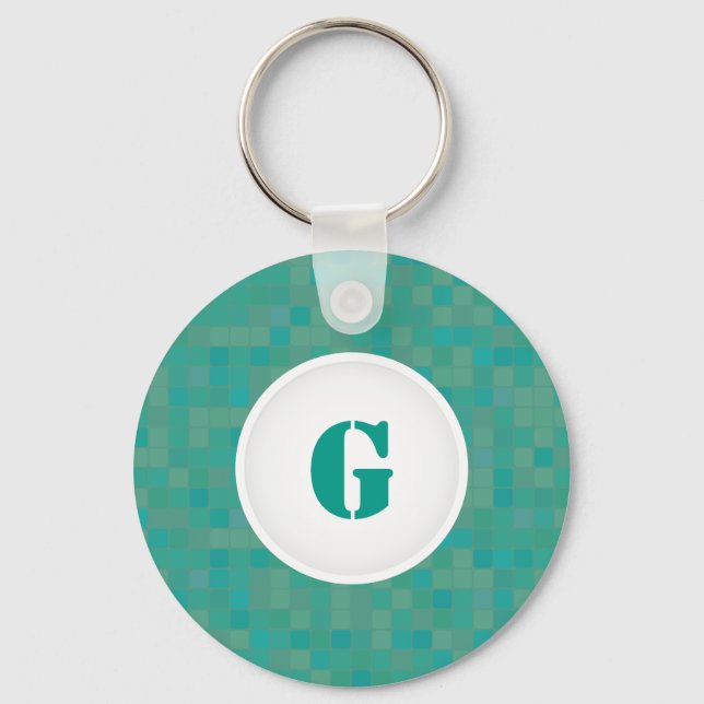 Chaveiro inicial personalizado em mosaico verde (Frente)