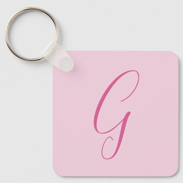 Chaveiro Initial Letter Monogram Light Pink Plain Chic (Frente)