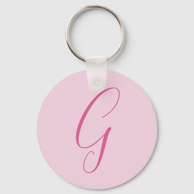 Chaveiro Initial Letter Monogram Light Pink Plain Chic (Frente)