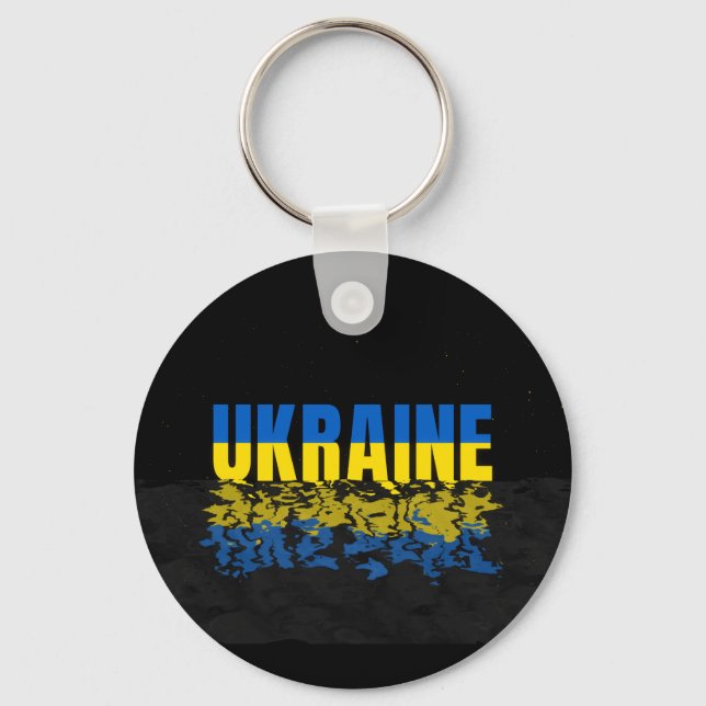 Chaveiro Inscrição na Ucrânia em cores azul/amarela. Ucrâni (Frente)