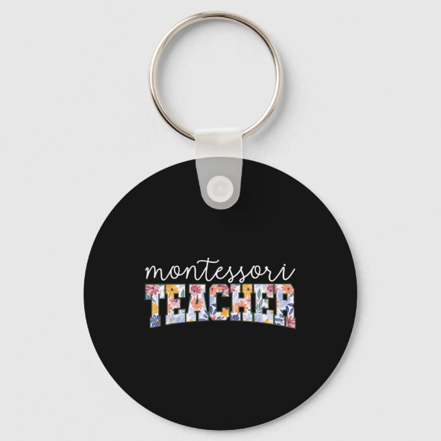 Chaveiro Instrutor Educador Montessori Floral Retro (Frente)
