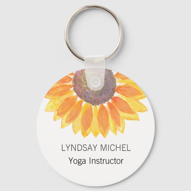 Chaveiro Instrutor personalizado Yoga Sunflower (Frente)