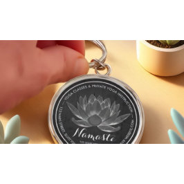 Chaveiro Instrutor YOGA Meditation Reiki Black White Lotus