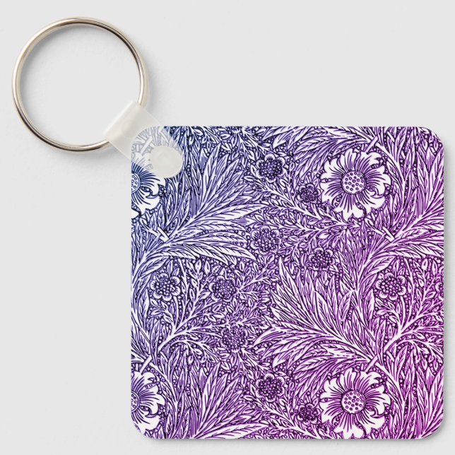 Chaveiro Intrair Design floral em matizes roxos e brancos (Frente)