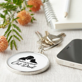 Chaveiro Introverted Cat Dad Vintage Silhouette Minimalist 