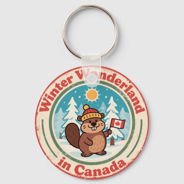 Chaveiro Inverno Mágico no Canadá Arte (Frente)