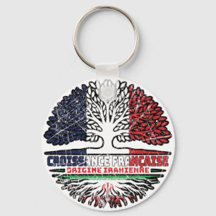 Chaveiro Irã França, França, França, Árvore Bandeira