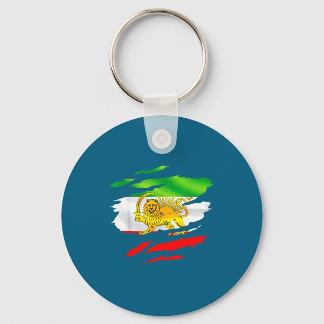 Chaveiro Iran Flag Map Lion Sun Artwork (Frente)