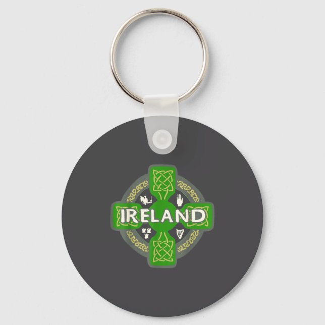 Chaveiro Ireland St Patrick Day Celtic Cross Green  (Frente)