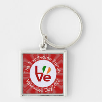 Chaveiro Irish Flag Red - Letra LOVE White Red Personalizad