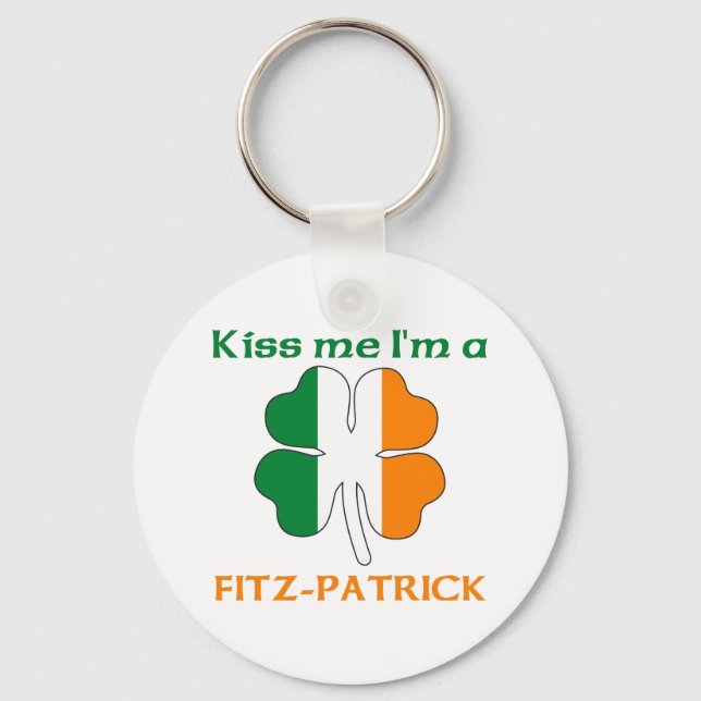 Chaveiro Irlandês personalizado me beija, sou Fitz-Patrick (Frente)