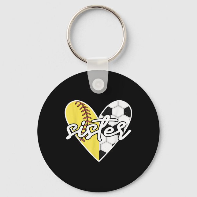 Chaveiro Irmã de Bola Softbol Futebol Mamãe Jogadora  (Frente)