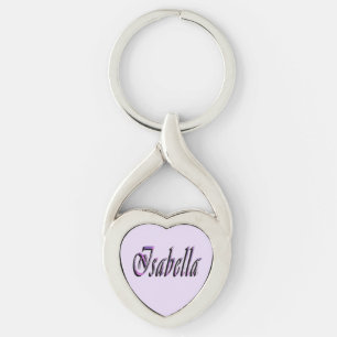 Chaveiro Isabella Nome em Roxo e Rosa,