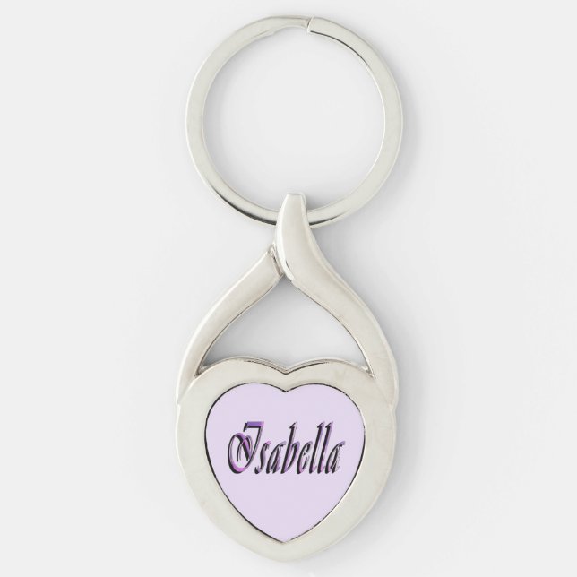 Chaveiro Isabella Nome em Roxo e Rosa, (Frente)