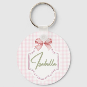 Chaveiro Isabella Personalised Pink Arco & Gingham Impressã
