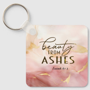 Chaveiro Isaiah 61 3 Beleza da Bíblia Ashes Verse Pink