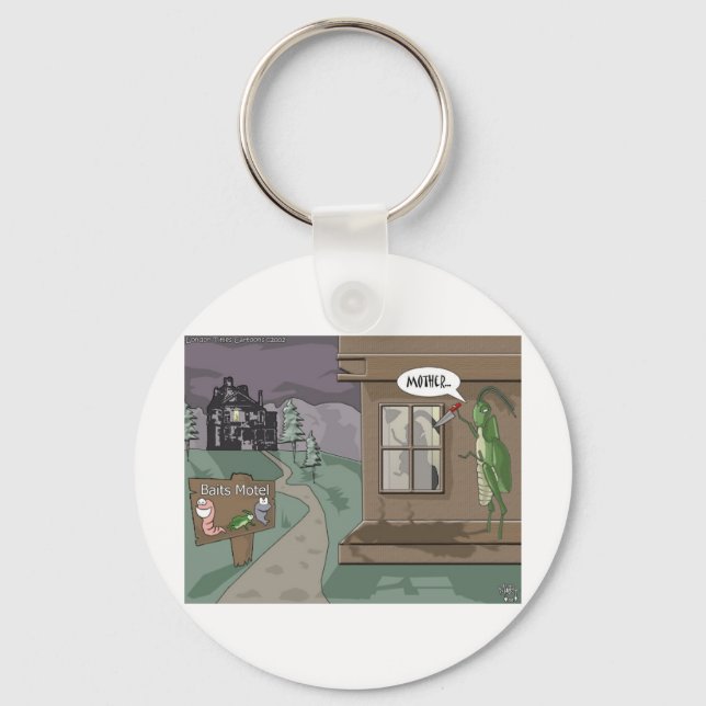 Chaveiro Isca Motel Cartoon Engraçado de Pesca Presentes e  (Frente)