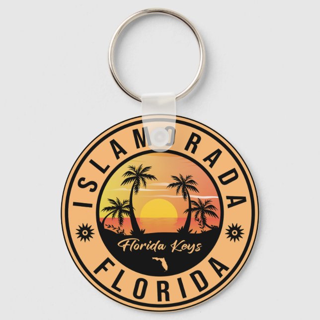 Chaveiro Islamorada Florida Retro Sunset Beach Souvenirs (Frente)