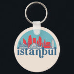 Chaveiro Istambul Turquia Retro City Skyline Cityscape Art<br><div class="desc">Design com lindas linhas do horizonte, atração turística e arte de paisagem urbana, arranha-céu Legal e ilustração da silhueta de construção para turistas e viajantes. Perfeito como lembrança para trazer de volta para casa quando viaja pelo mundo. Guarde a memória do seu viagem e as suas férias com a família...</div>