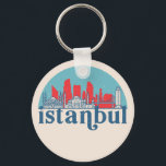 Chaveiro Istambul Turquia Retro City Skyline Cityscape Art<br><div class="desc">Design com lindas linhas do horizonte, atração turística e arte de paisagem urbana, arranha-céu Legal e ilustração da silhueta de construção para turistas e viajantes. Perfeito como lembrança para trazer de volta para casa quando viaja pelo mundo. Guarde a memória do seu viagem e as suas férias com a família...</div>