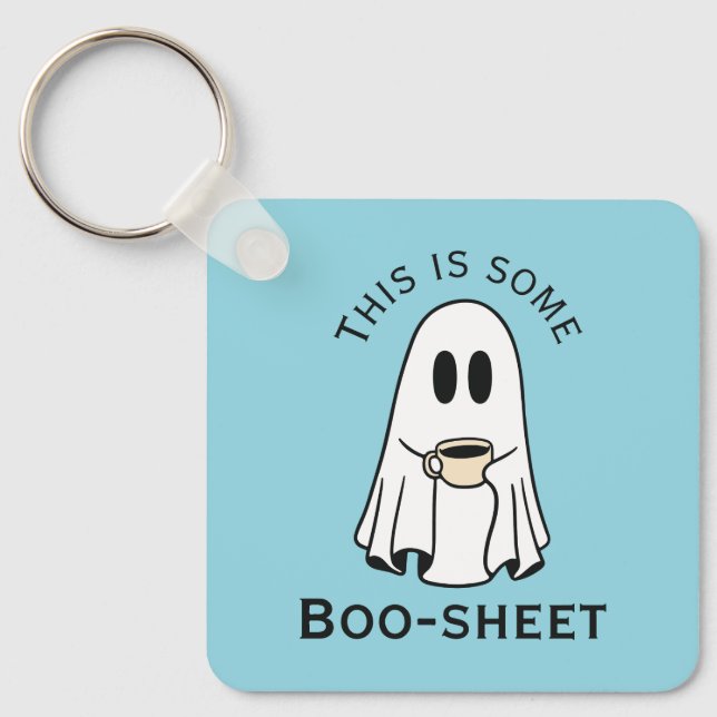 Chaveiro Isto é algum fantasma de folha de boo com café (Frente)