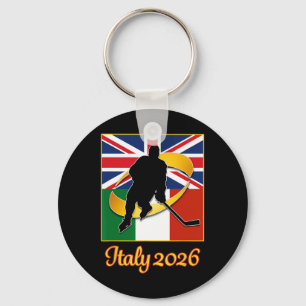 Chaveiro Itália 2026 Hóquei no Gelo Reino Unido Bandeira It