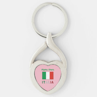 Chaveiro Itália e Bandeira Italiana Personalização Verde