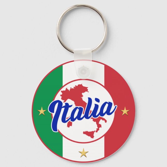 Chaveiro Italia Flag & Map (Frente)
