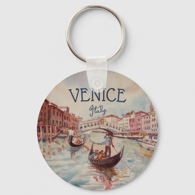 Chaveiro Itália Viagem - Souvenir de aquarela VENICE (Frente)