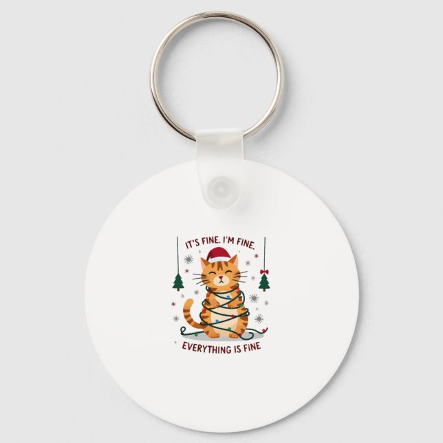 Chaveiro It's Fine I'm Fine Everything Is Fine Xmas Cat Chr (Frente)