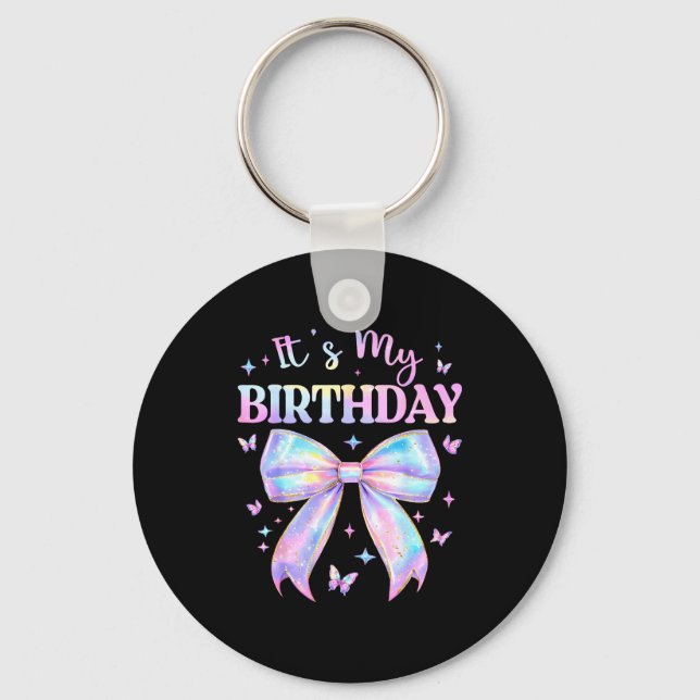 Chaveiro It's My Birthday Tie Dye Coquette Bow Butterfly Bi (Frente)