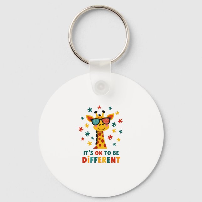 Chaveiro It's Ok To Be Different Giraffe Autism Awareness B (Frente)